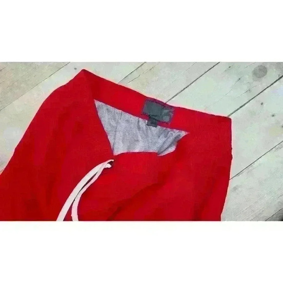 OLD NAVY Men RED Bathing Suit LINED Swim Board Shorts WHITE Back Trunks size Lg - Picture 4 of 4